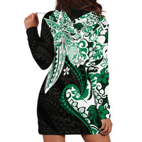 Monstera Plumeria Flowers Green Hoodie Dress Polynesian Pattern LT01 - Polynesian Pride
