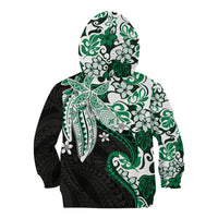 Monstera Plumeria Flowers Green Kid Hoodie Polynesian Pattern LT01 - Polynesian Pride