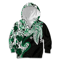 Monstera Plumeria Flowers Green Kid Hoodie Polynesian Pattern LT01 Zip Hoodie Green - Polynesian Pride