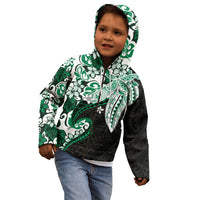Monstera Plumeria Flowers Green Kid Hoodie Polynesian Pattern LT01 - Polynesian Pride