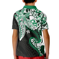 Monstera Plumeria Flowers Green Kid Polo Shirt Polynesian Pattern LT01 - Polynesian Pride
