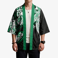 Monstera Plumeria Flowers Green Kimono Polynesian Pattern LT01 - Polynesian Pride