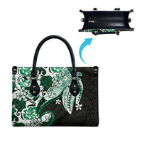 Monstera Plumeria Flowers Green Leather Bag Polynesian Pattern LT01 - Polynesian Pride