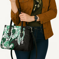Monstera Plumeria Flowers Green Leather Bag Polynesian Pattern LT01 - Polynesian Pride