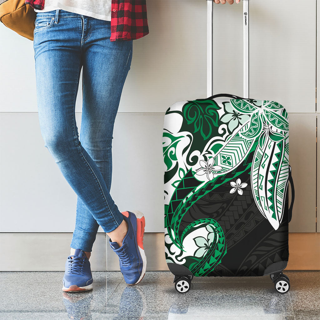 Monstera Plumeria Flowers Green Luggage Cover Polynesian Pattern LT01 - Polynesian Pride