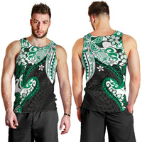 Monstera Plumeria Flowers Green Men Tank Top Polynesian Pattern LT01 - Polynesian Pride