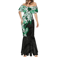 Monstera Plumeria Flowers Green Mermaid Dress Polynesian Pattern LT01 - Polynesian Pride