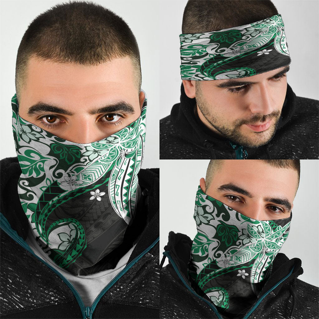 Monstera Plumeria Flowers Green Neck Gaiter Polynesian Pattern LT01 - Polynesian Pride