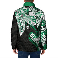 Monstera Plumeria Flowers Green Padded Jacket Polynesian Pattern LT01 - Polynesian Pride