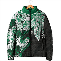 Monstera Plumeria Flowers Green Padded Jacket Polynesian Pattern LT01 - Polynesian Pride