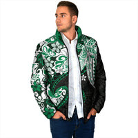 Monstera Plumeria Flowers Green Padded Jacket Polynesian Pattern LT01 - Polynesian Pride