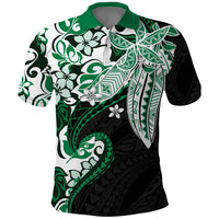 Monstera Plumeria Flowers Green Polo Shirt Polynesian Pattern LT01 Green - Polynesian Pride