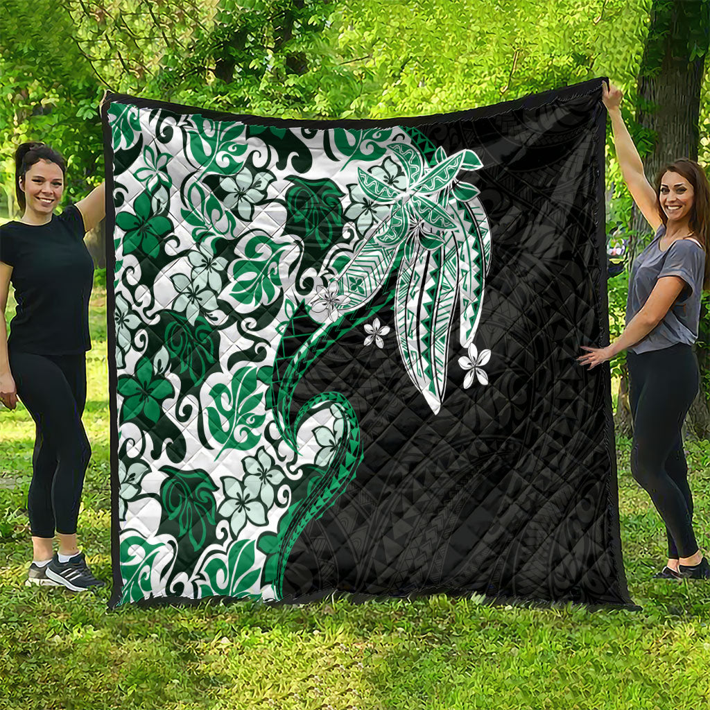 Monstera Plumeria Flowers Green Quilt Polynesian Pattern LT01 - Polynesian Pride