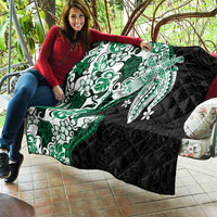 Monstera Plumeria Flowers Green Quilt Polynesian Pattern LT01 - Polynesian Pride