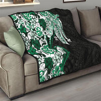 Monstera Plumeria Flowers Green Quilt Polynesian Pattern LT01 - Polynesian Pride
