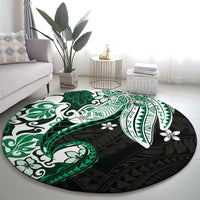 Monstera Plumeria Flowers Green Round Carpet Polynesian Pattern LT01 - Polynesian Pride
