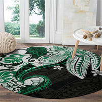 Monstera Plumeria Flowers Green Round Carpet Polynesian Pattern LT01 - Polynesian Pride