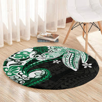 Monstera Plumeria Flowers Green Round Carpet Polynesian Pattern LT01 - Polynesian Pride