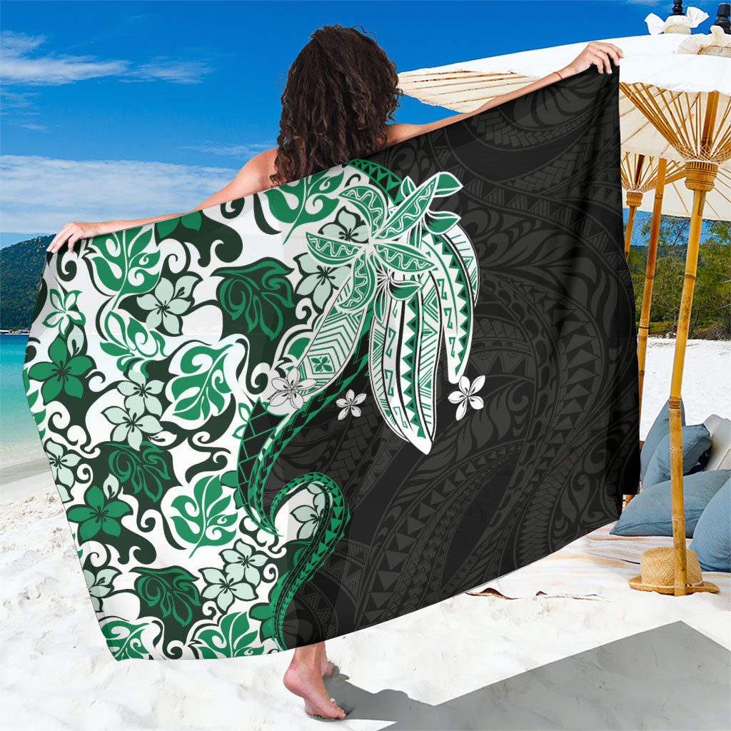 Monstera Plumeria Flowers Green Sarong Polynesian Pattern LT01 One Size 44 x 66 inches Green - Polynesian Pride