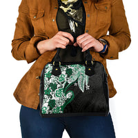 Monstera Plumeria Flowers Green Shoulder Handbag Polynesian Pattern LT01 - Polynesian Pride