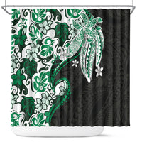 Monstera Plumeria Flowers Green Shower Curtain Polynesian Pattern LT01 Green - Polynesian Pride