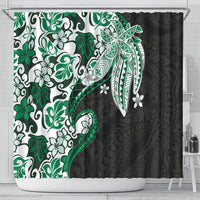 Monstera Plumeria Flowers Green Shower Curtain Polynesian Pattern LT01 - Polynesian Pride