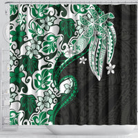 Monstera Plumeria Flowers Green Shower Curtain Polynesian Pattern LT01 - Polynesian Pride
