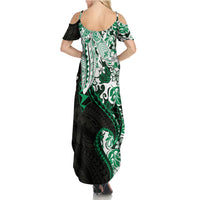 Monstera Plumeria Flowers Green Summer Maxi Dress Polynesian Pattern LT01 - Polynesian Pride