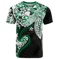 Monstera Plumeria Flowers Green T Shirt Polynesian Pattern LT01 Green - Polynesian Pride