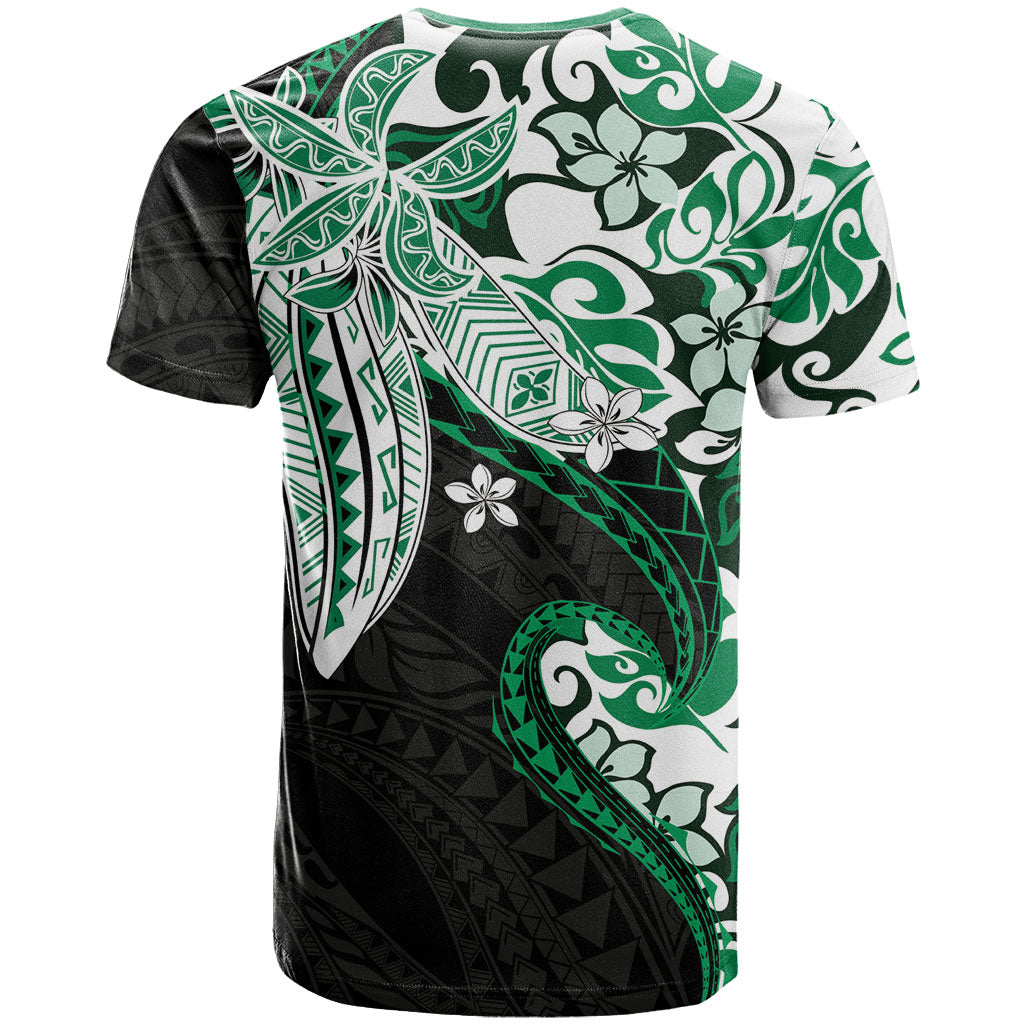 Monstera Plumeria Flowers Green T Shirt Polynesian Pattern LT01 - Polynesian Pride