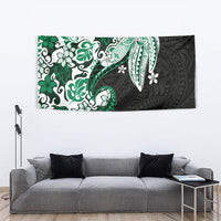 Monstera Plumeria Flowers Green Tapestry Polynesian Pattern LT01 - Polynesian Pride