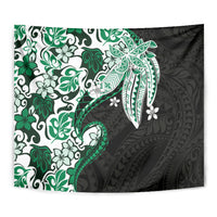 Monstera Plumeria Flowers Green Tapestry Polynesian Pattern LT01 - Polynesian Pride
