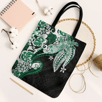 Monstera Plumeria Flowers Green Tote Bag Polynesian Pattern LT01 Black Strap One Size Green - Polynesian Pride