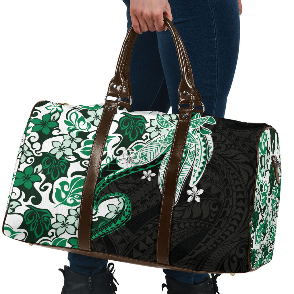 Monstera Plumeria Flowers Green Travel Bag Polynesian Pattern LT01 - Polynesian Pride
