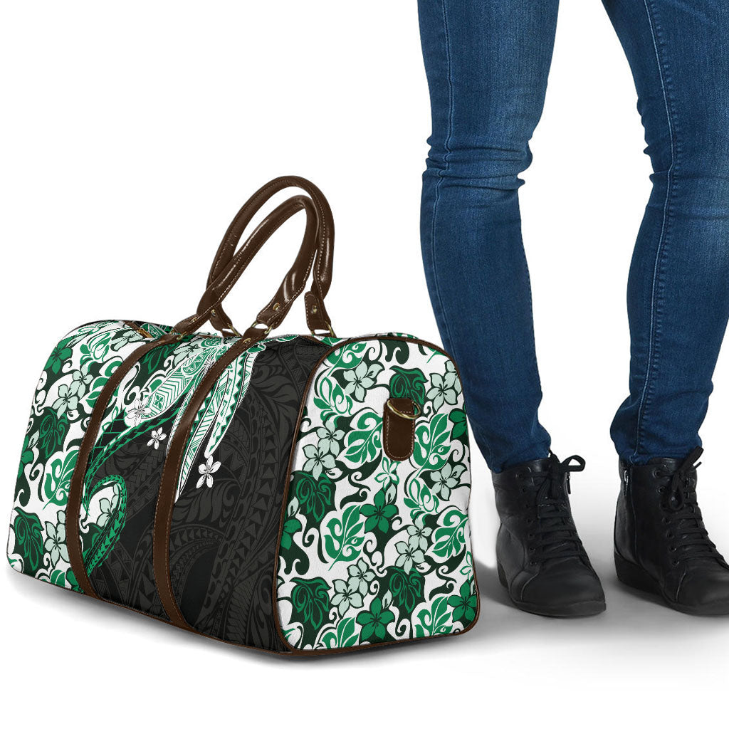 Monstera Plumeria Flowers Green Travel Bag Polynesian Pattern LT01 - Polynesian Pride