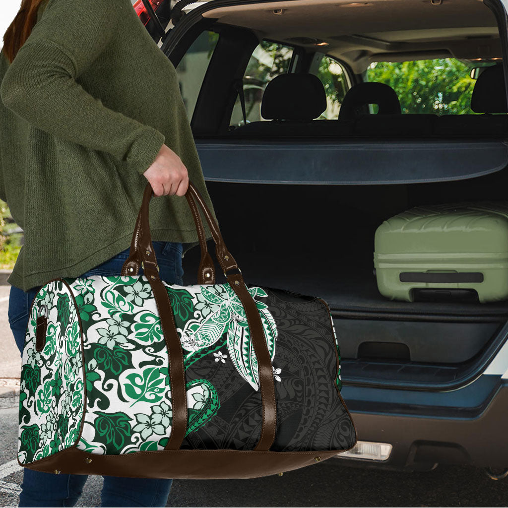 Monstera Plumeria Flowers Green Travel Bag Polynesian Pattern LT01 - Polynesian Pride