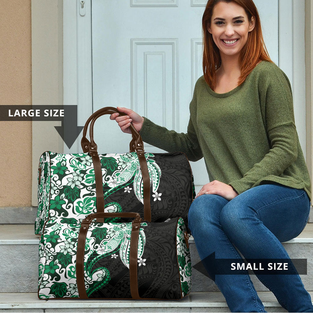 Monstera Plumeria Flowers Green Travel Bag Polynesian Pattern LT01 - Polynesian Pride