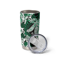 Monstera Plumeria Flowers Green Tumbler Cup Polynesian Pattern LT01 - Polynesian Pride