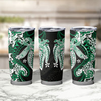 Monstera Plumeria Flowers Green Tumbler Cup Polynesian Pattern LT01 - Polynesian Pride