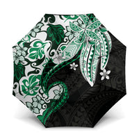 Monstera Plumeria Flowers Green Umbrella Polynesian Pattern LT01 One Size Folded 11.42 inch Opened Diameter 37.4 inch Green - Polynesian Pride