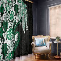 Monstera Plumeria Flowers Green Window Curtain Polynesian Pattern LT01 - Polynesian Pride