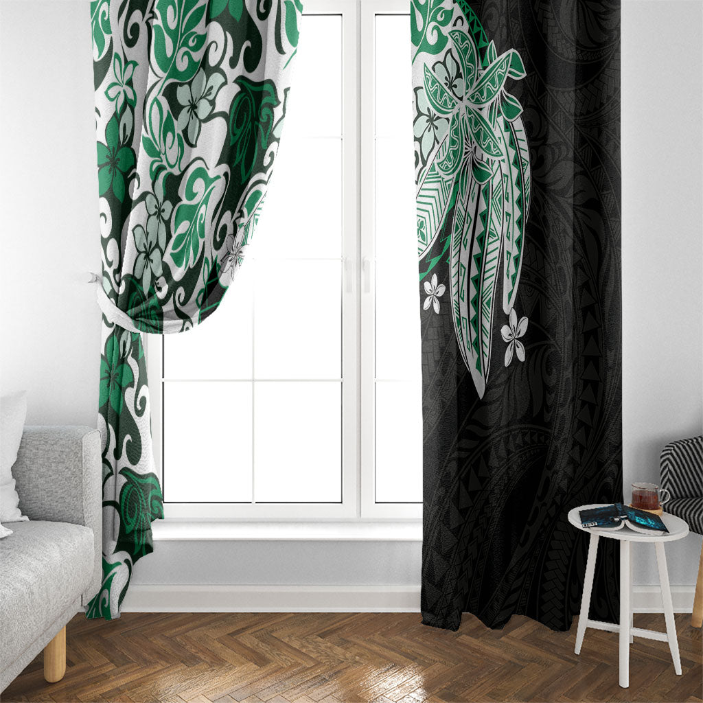 Monstera Plumeria Flowers Green Window Curtain Polynesian Pattern LT01 - Polynesian Pride
