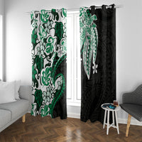 Monstera Plumeria Flowers Green Window Curtain Polynesian Pattern LT01 With Grommets Green - Polynesian Pride