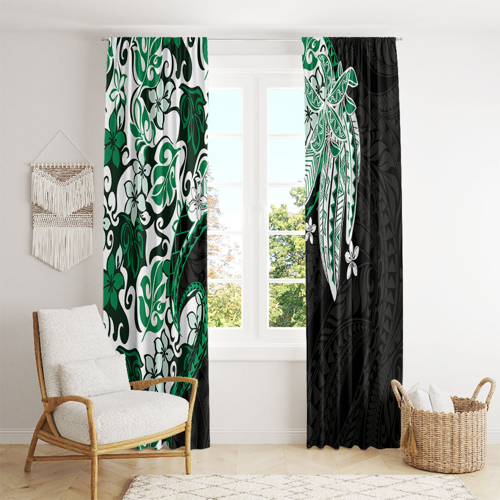 Monstera Plumeria Flowers Green Window Curtain Polynesian Pattern LT01 - Polynesian Pride