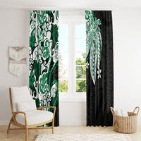 Monstera Plumeria Flowers Green Window Curtain Polynesian Pattern LT01 - Polynesian Pride