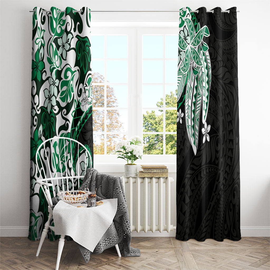 Monstera Plumeria Flowers Green Window Curtain Polynesian Pattern LT01 - Polynesian Pride