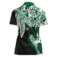 Monstera Plumeria Flowers Green Women Polo Shirt Polynesian Pattern LT01 - Polynesian Pride