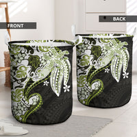 Monstera Plumeria Flowers Olive Green Laundry Basket Polynesian Pattern LT01 - Polynesian Pride