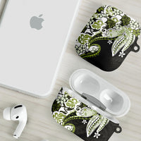 Monstera Plumeria Flowers Olive Green AirPods Case Polynesian Pattern LT01 - Polynesian Pride