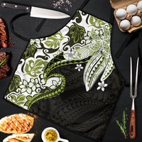 Monstera Plumeria Flowers Olive Green Apron Polynesian Pattern LT01 Green - Polynesian Pride